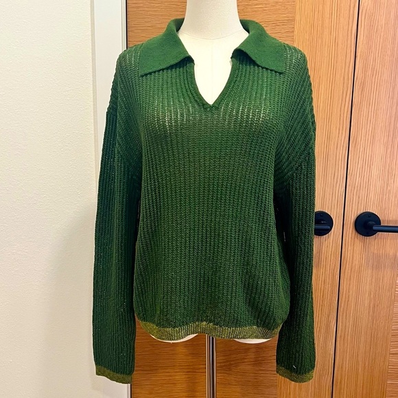 Zara | V-Neck | Collared Sweater | Green | Size Small | Never Worn - Picture 2 of 11